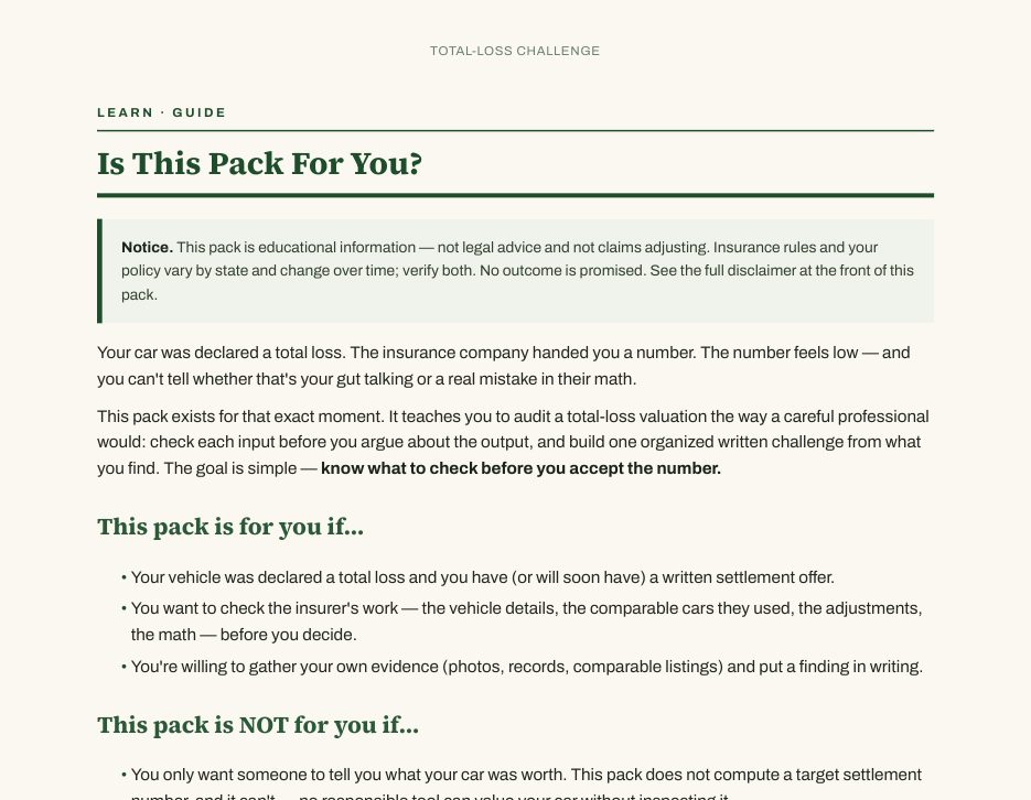 A guide page from a PocketBack kit, headed Is This Pack For You?